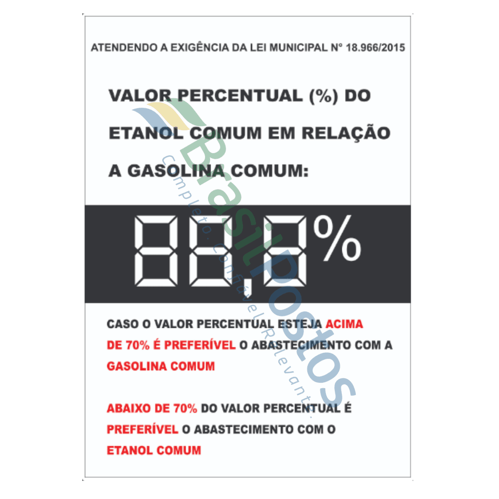 Pista - Porcentagem do Etanol na Gasolina, Opção 2 Pista - Porcentagem do Etanol na Gasolina, Opção 2