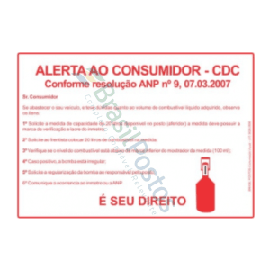 ANP - Placa Adesiva Alerta Volume de Combust?vel