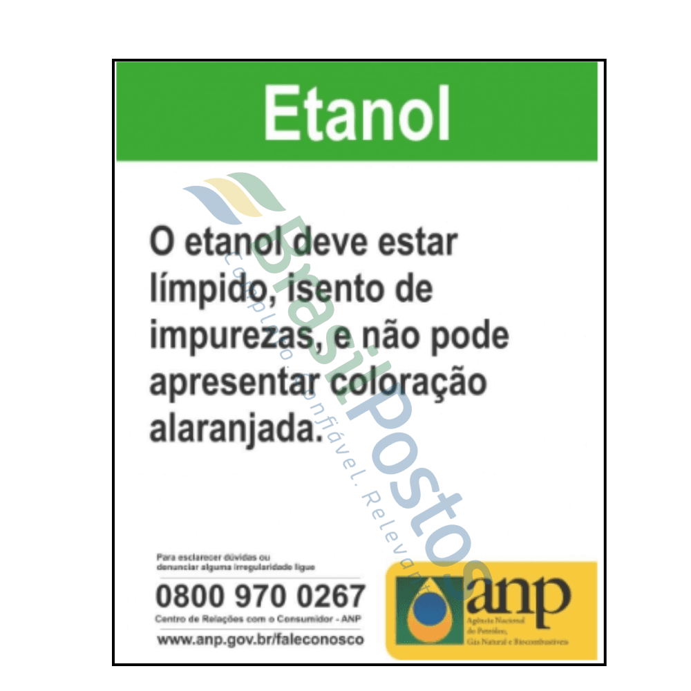 ANP - Placa Adesiva Aviso Etanol ANP - Placa Adesiva Aviso Etanol