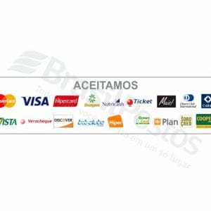 Lona de Teto Divulgação de Serviços Aceitamos Cartões de Débito e Crédito